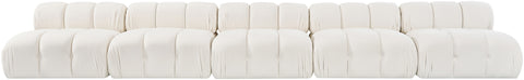 Camden Cream Velvet Performance Fabric Upholstered Sofa, 5-Piece (Style 2)