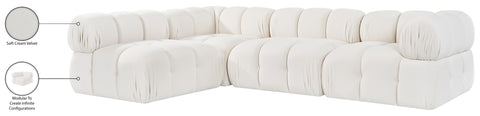 Camden Cream Velvet Performance Fabric Upholstered Sectional, 4-Piece