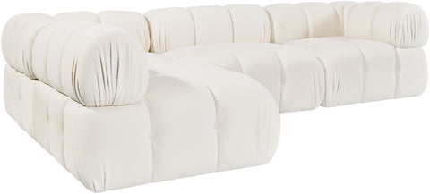 Camden Cream Velvet Performance Fabric Upholstered Sectional, 4-Piece