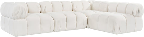 Camden Cream Velvet Performance Fabric Upholstered Sectional, 4-Piece
