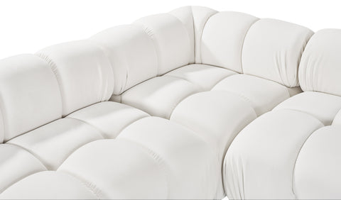 Camden Cream Velvet Performance Fabric Upholstered Sectional, 4-Piece