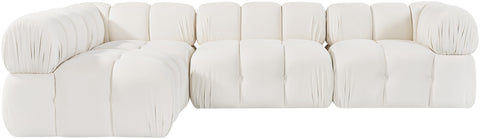 Camden Cream Velvet Performance Fabric Upholstered Sectional, 4-Piece