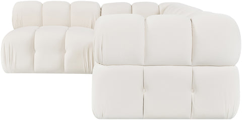 Camden Cream Velvet Performance Fabric Upholstered Sectional, 4-Piece