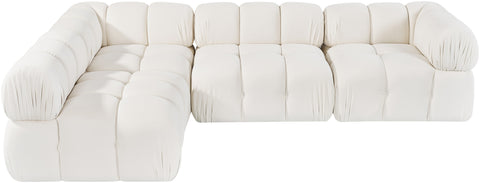 Camden Cream Velvet Performance Fabric Upholstered Sectional, 4-Piece