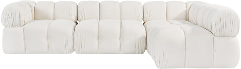 Camden Cream Velvet Performance Fabric Upholstered Sectional, 4-Piece