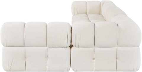 Camden Cream Velvet Performance Fabric Upholstered Sectional, 4-Piece