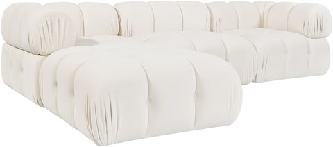 Camden Cream Velvet Performance Fabric Upholstered Sectional, 4-Piece (Style 2)