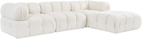 Camden Cream Velvet Performance Fabric Upholstered Sectional, 4-Piece (Style 2)
