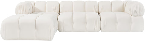 Camden Cream Velvet Performance Fabric Upholstered Sectional, 4-Piece (Style 2)