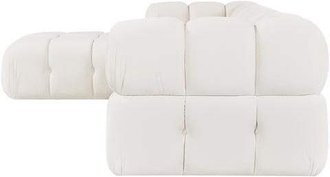 Camden Cream Velvet Performance Fabric Upholstered Sectional, 4-Piece (Style 2)