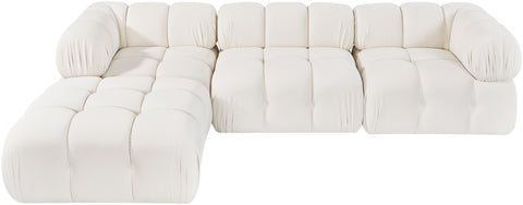 Camden Cream Velvet Performance Fabric Upholstered Sectional, 4-Piece (Style 2)
