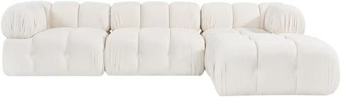 Camden Cream Velvet Performance Fabric Upholstered Sectional, 4-Piece (Style 2)