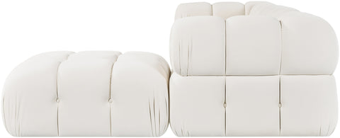 Camden Cream Velvet Performance Fabric Upholstered Sectional, 4-Piece (Style 2)