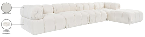 Camden Cream Velvet Performance Fabric Upholstered Sectional, 5-Piece