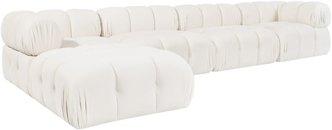 Camden Cream Velvet Performance Fabric Upholstered Sectional, 5-Piece