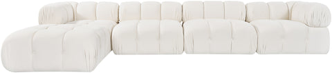 Camden Cream Velvet Performance Fabric Upholstered Sectional, 5-Piece
