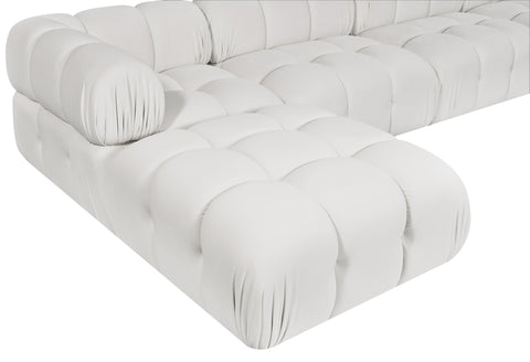Camden Cream Velvet Performance Fabric Upholstered Sectional, 5-Piece