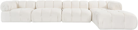 Camden Cream Velvet Performance Fabric Upholstered Sectional, 5-Piece