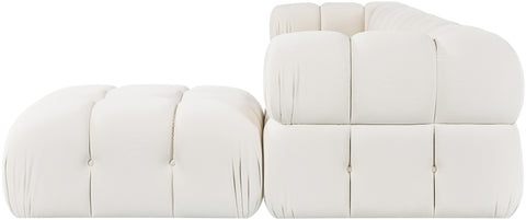 Camden Cream Velvet Performance Fabric Upholstered Sectional, 5-Piece