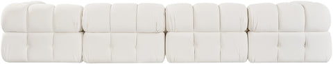 Camden Cream Velvet Performance Fabric Upholstered Sectional, 5-Piece