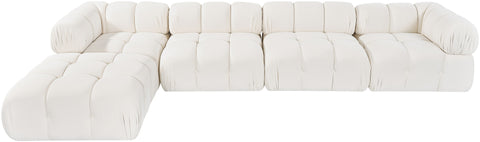 Camden Cream Velvet Performance Fabric Upholstered Sectional, 5-Piece