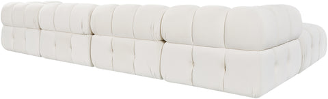 Camden Cream Velvet Performance Fabric Upholstered Sectional, 5-Piece