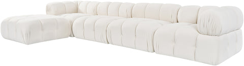 Camden Cream Velvet Performance Fabric Upholstered Sectional, 5-Piece