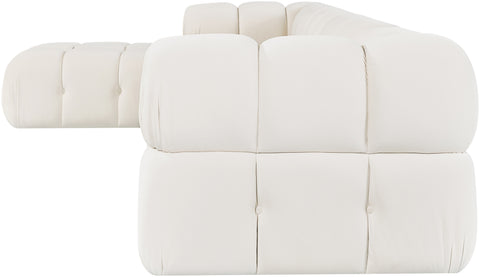 Camden Cream Velvet Performance Fabric Upholstered Sectional, 5-Piece