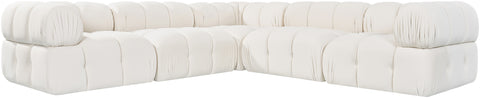 Camden Cream Velvet Performance Fabric Upholstered Sectional, 5-Piece (Style 3)