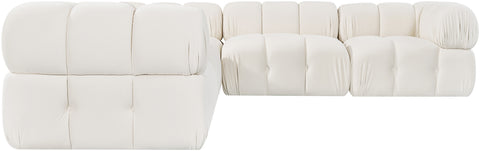 Camden Cream Velvet Performance Fabric Upholstered Sectional, 5-Piece (Style 3)