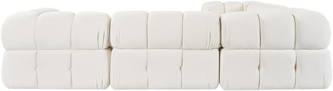 Camden Cream Velvet Performance Fabric Upholstered Sectional, 5-Piece (Style 3)