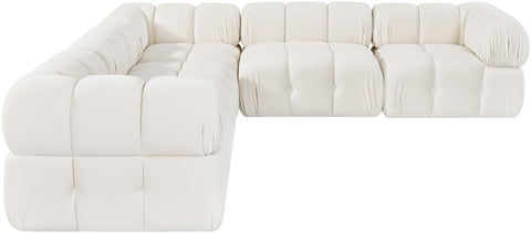 Camden Cream Velvet Performance Fabric Upholstered Sectional, 5-Piece (Style 3)
