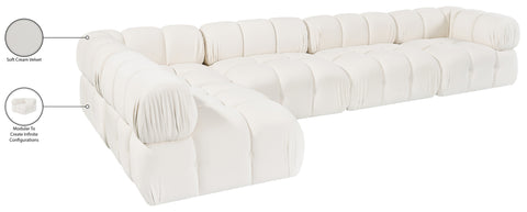 Camden Cream Velvet Performance Fabric Upholstered Sectional, 5-Piece (Style 4)