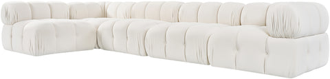 Camden Cream Velvet Performance Fabric Upholstered Sectional, 5-Piece (Style 4)