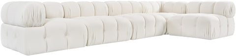 Camden Cream Velvet Performance Fabric Upholstered Sectional, 5-Piece (Style 4)