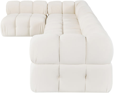 Camden Cream Velvet Performance Fabric Upholstered Sectional, 5-Piece (Style 4)
