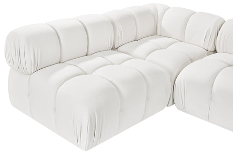 Camden Cream Velvet Performance Fabric Upholstered Sectional, 5-Piece (Style 4)