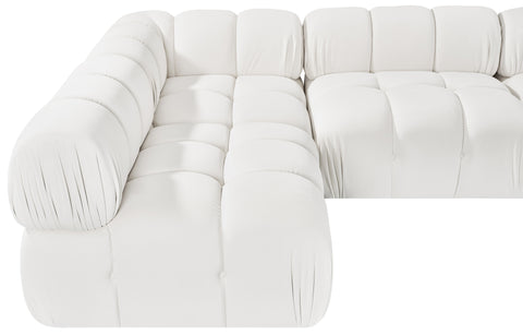 Camden Cream Velvet Performance Fabric Upholstered Sectional, 5-Piece (Style 4)