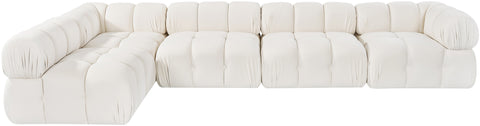 Camden Cream Velvet Performance Fabric Upholstered Sectional, 5-Piece (Style 4)