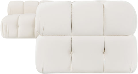 Camden Cream Velvet Performance Fabric Upholstered Sectional, 5-Piece (Style 4)