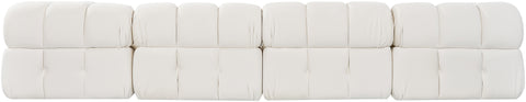 Camden Cream Velvet Performance Fabric Upholstered Sectional, 5-Piece (Style 4)