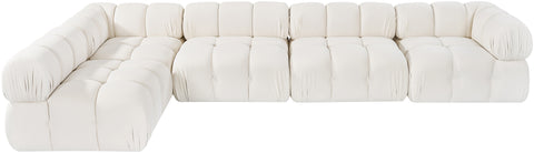 Camden Cream Velvet Performance Fabric Upholstered Sectional, 5-Piece (Style 4)