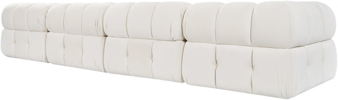Camden Cream Velvet Performance Fabric Upholstered Sectional, 5-Piece (Style 4)
