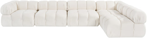Camden Cream Velvet Performance Fabric Upholstered Sectional, 5-Piece (Style 4)