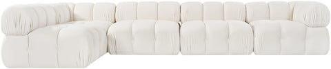 Camden Cream Velvet Performance Fabric Upholstered Sectional, 5-Piece (Style 4)