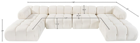 Camden Cream Velvet Performance Fabric Upholstered Sectional, 6-Piece (Style 4)