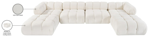 Camden Cream Velvet Performance Fabric Upholstered Sectional, 6-Piece (Style 4)