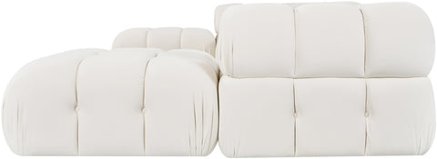 Camden Cream Velvet Performance Fabric Upholstered Sectional, 6-Piece (Style 4)