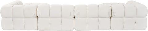 Camden Cream Velvet Performance Fabric Upholstered Sectional, 6-Piece (Style 4)