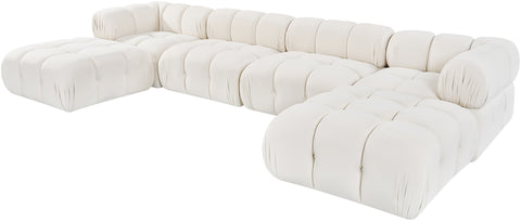 Camden Cream Velvet Performance Fabric Upholstered Sectional, 6-Piece (Style 4)